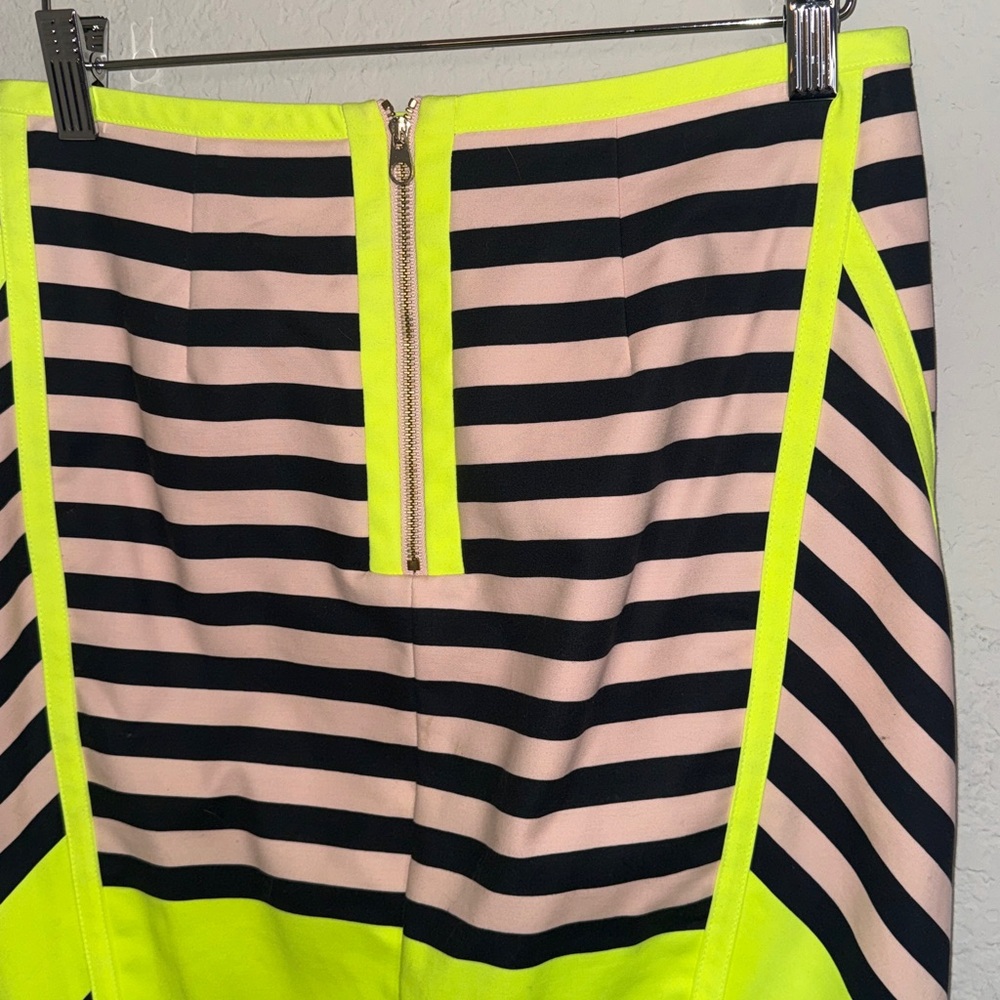 Ted Baker Neon Yellow and Black Striped Pencil Skirt - Picture 7 of 8